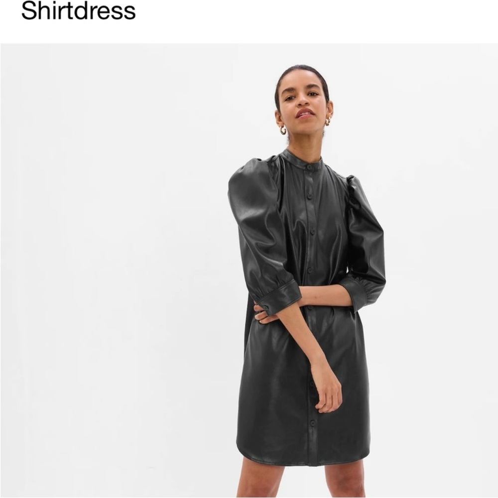 GAP Puff Sleeve Faux mini shirt dress